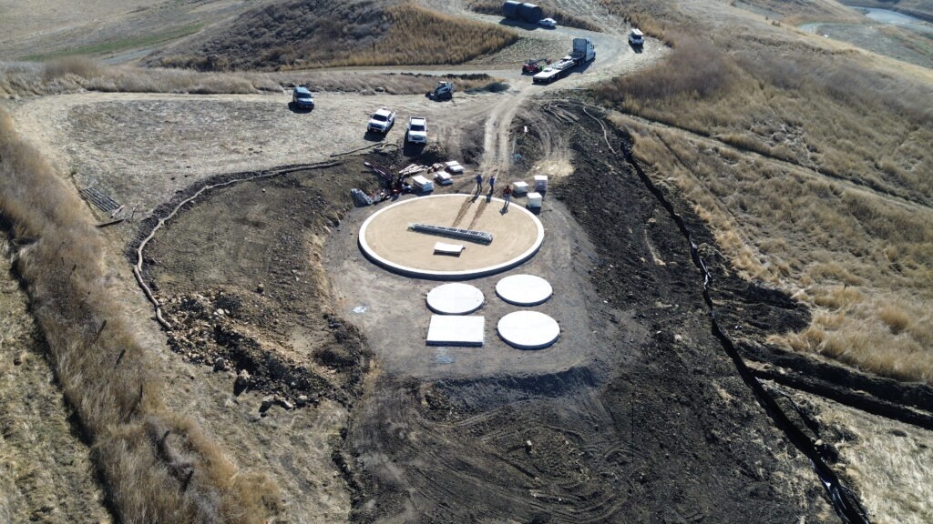 All Access Construction Milpitas water tank foundation site with material delivery and prep for 50-foot tank installation