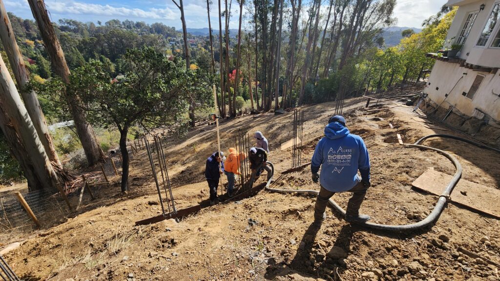 All Access Construction Bay Area retaining wall replacement in San Rafael hillside project