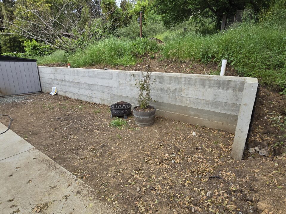 All Access Construction Oakland hillside retaining wall final results drone shot