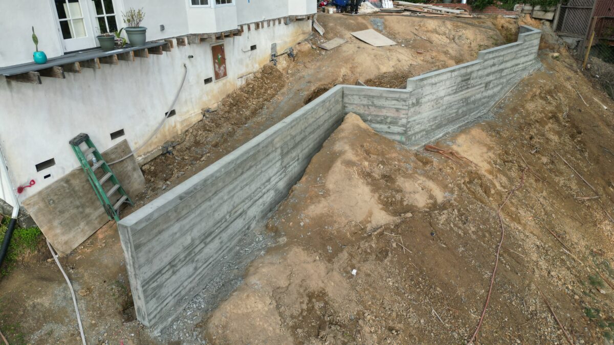 All Access Construction San Rafael drainage and retaining wall installation on hillside