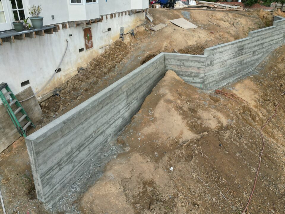 All Access Construction San Rafael drainage and retaining wall installation on hillside
