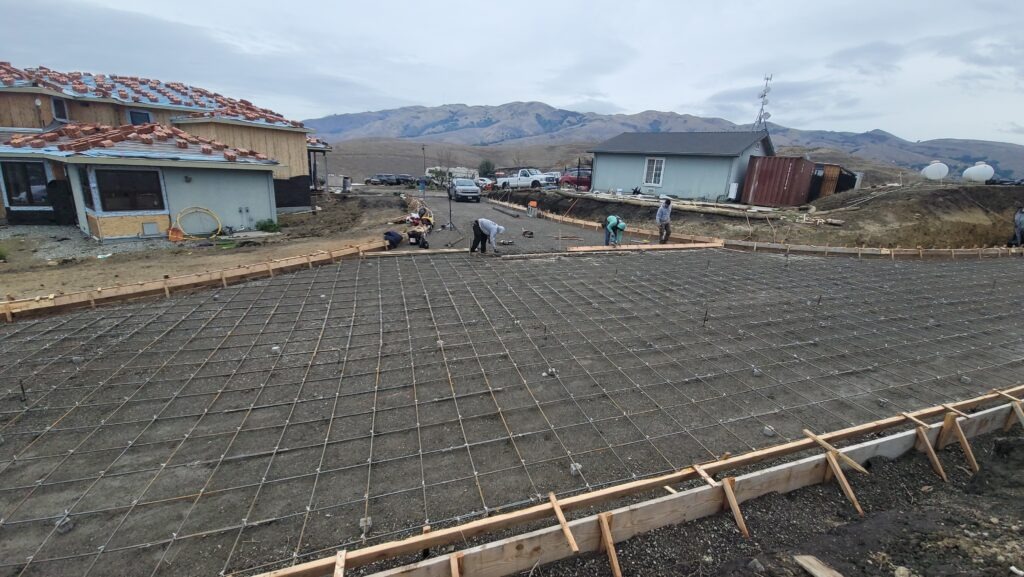All Access Construction installing rebar for fire-truck turnaround concrete driveway in Milpitas
