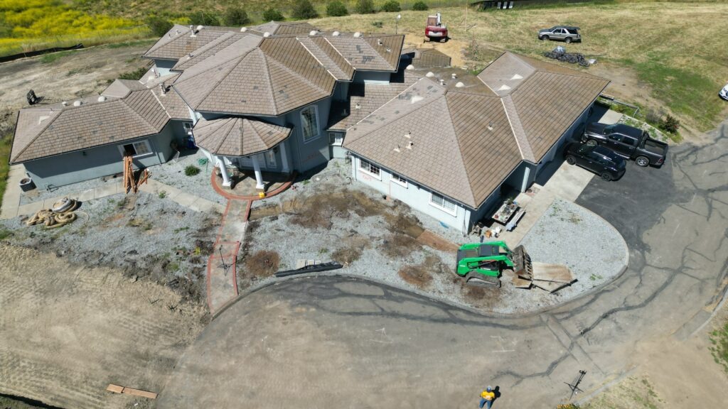 All Access Construction drone shot of front demo for structural concrete grade beam and deep pier foundation – Milpitas