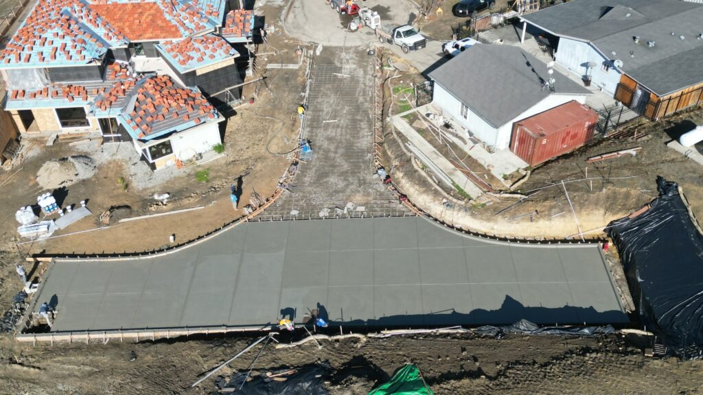 All Access Construction concrete placement for fire truck turnaround in Milpitas hills